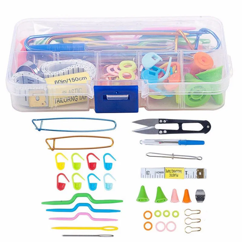 Kit d'outils à tricoter utiles Kit Crochet aiguille Crochet accessoires bricolage fournitures à tricoter avec étui enfants Kit de tricot perles jouets