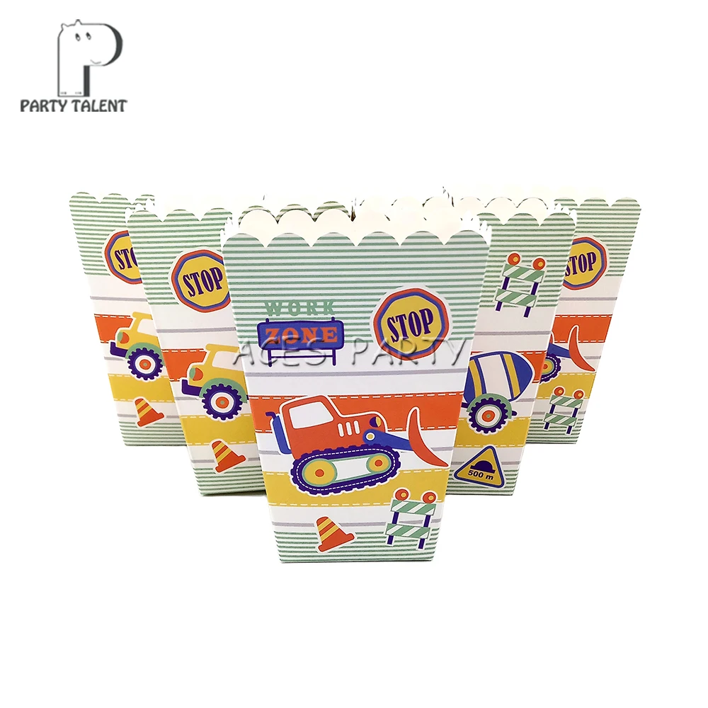 

24pcs/lot Popcorn Box Snack Box for Kids Construction Vehicles Theme Birthday Party Baby Shower Party Decoration Party Supplies
