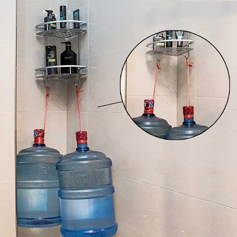 ودا لا الحفر الحمام رفوف الزاوية ، الألومنيوم 2 الطبقة رف دش العلبة لاصق سلة التخزين للشامبو ودا لا الحفر الحمام رفوف الزاوية ، الألومنيوم 2 الطبقة رف دش العلبة لاصق سلة التخزين للشامبو