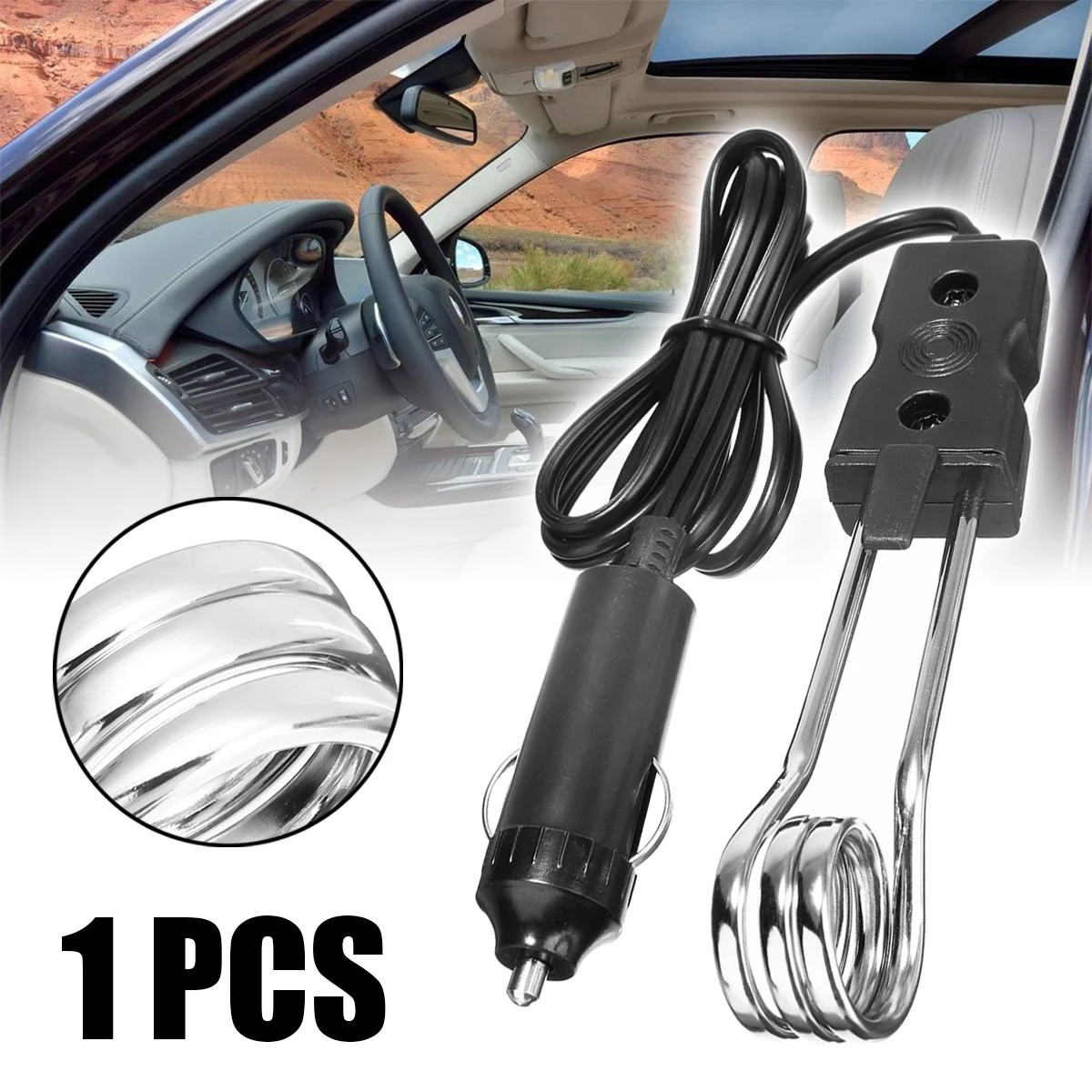 1pc Portable 12v Electric Car Boiled Immersion Water Heater Traveling
