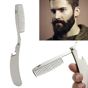 

BellyLady Hair Comb Men Dedicated Stainless Steel Folding Comb Mini Pocket Beard Care Tool