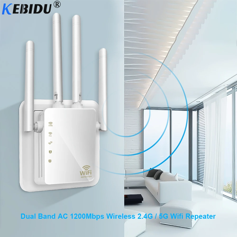 Беспроводной Wi-Fi ретранслятор KEBIDU 2 4 ГГц/с двухдиапазонный AC 1200 Мбит/с высокие