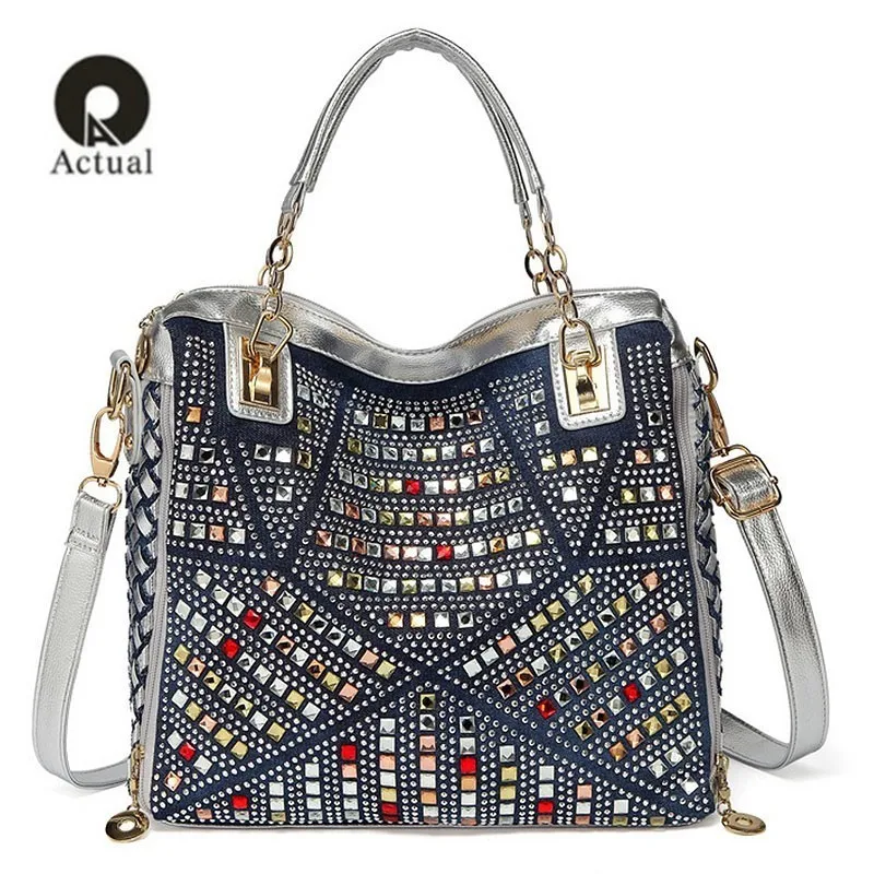 

2019 qian yi yuan fashion brand luxury bag designer handbags high quality gold diamante woven denim bags shipping
