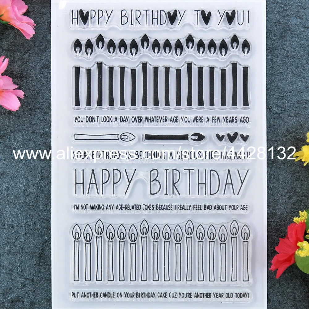 

HAPPY BIRTHDAY Candle Scrapbook DIY photo cards rubber stamp clear stamp transparent stamp 11x16cm 9020202