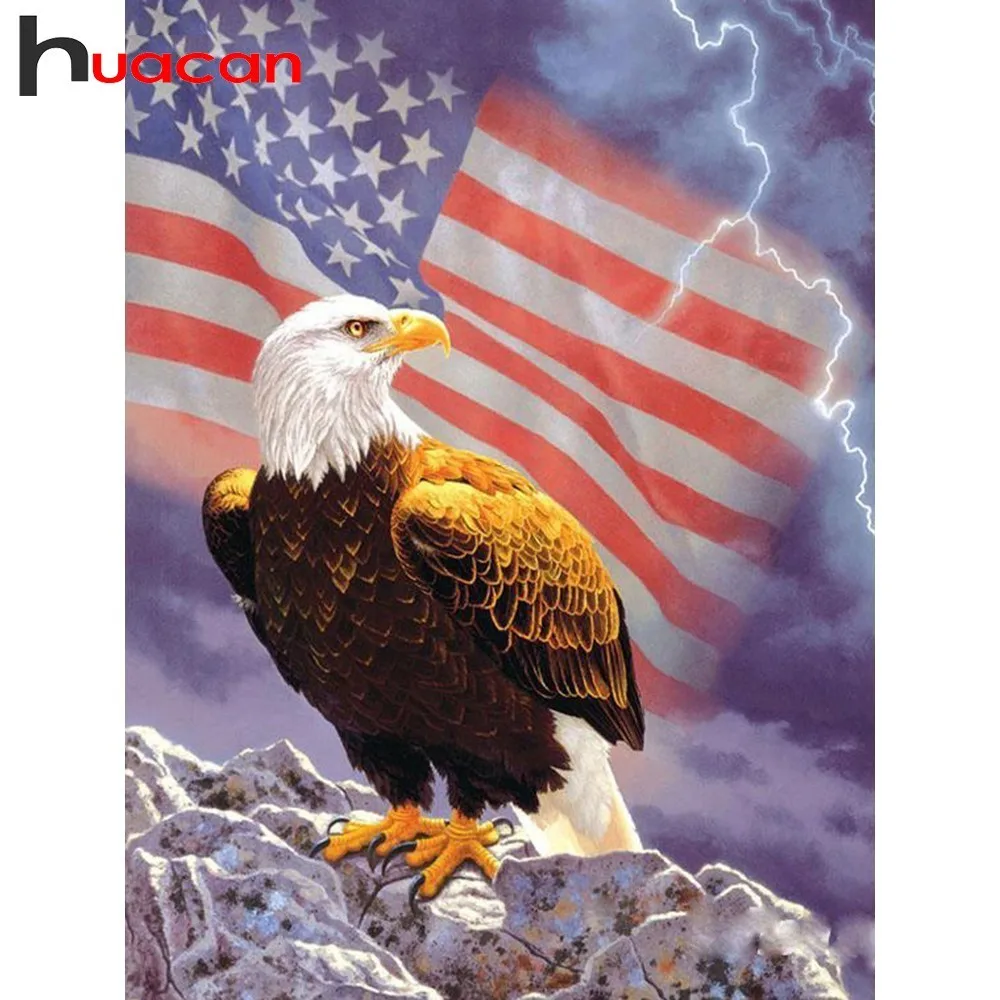 

Huacan Diamond Painting National Flag Pictures Of Rhinestones Diamond Mosaic Eagle Full Drill Square Animal Diamond Embroidery