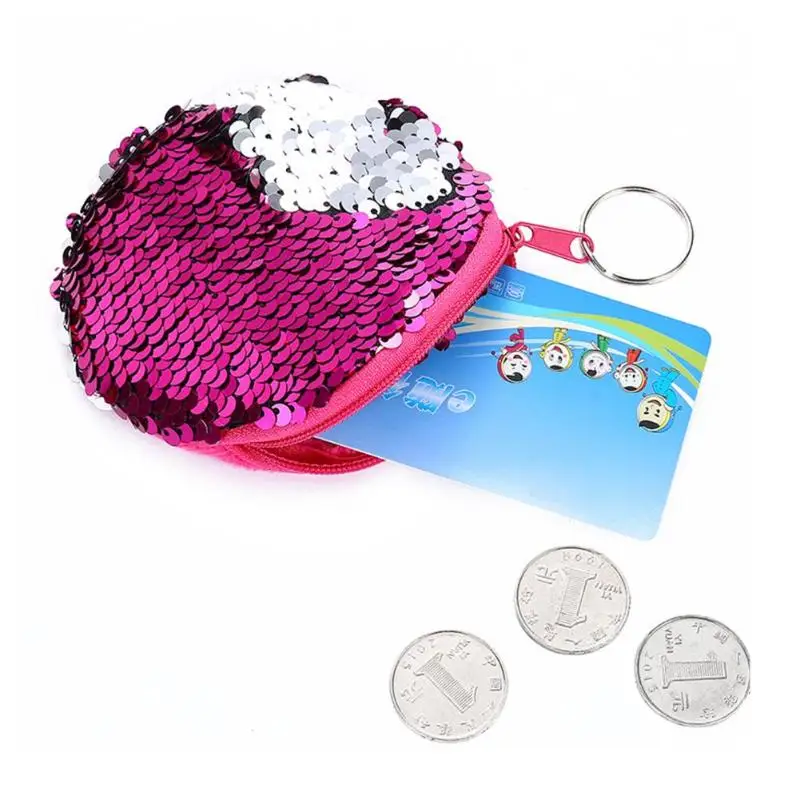 

Fashion Women Change Purse Sequins Portable Keychain Round Wallet Mini Cute Coin Bags Kawaii Money Storage Gift Wallets