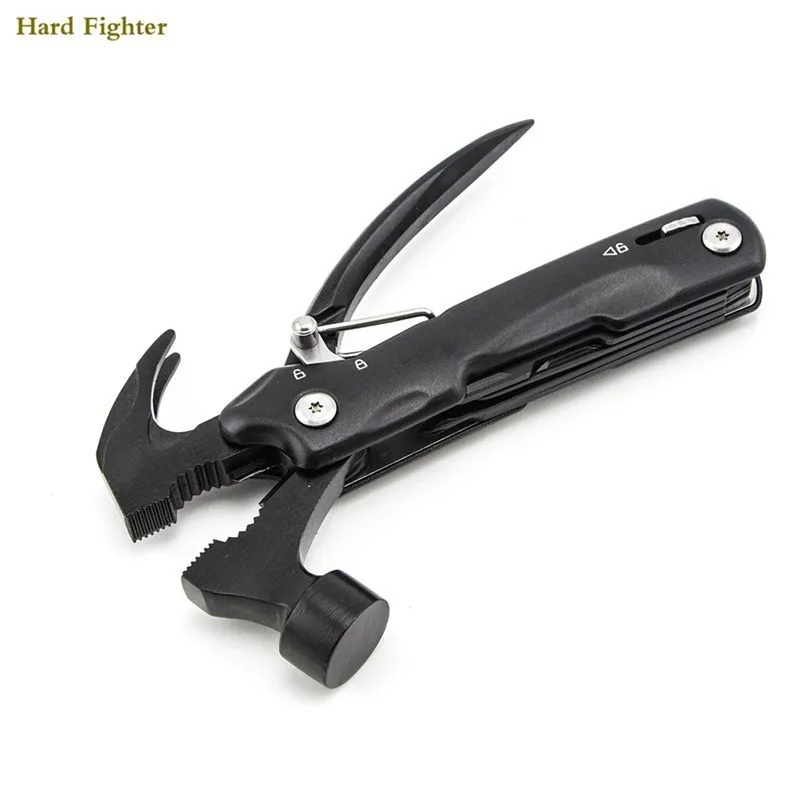 Hammer multitool outdoor black survival pliers pocket knife folding tool cutter serrated jaw hand Combination Multi Functional Hammer multitool outdoor black survival pliers pocket knife folding tool cutter serrated jaw hand Combination Multi Functional