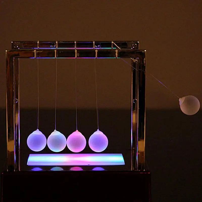  Newton LED Light Swing Balls Ornaments Balance Pool Physical Energy Conservation Model Metal Craft  - 32955826040