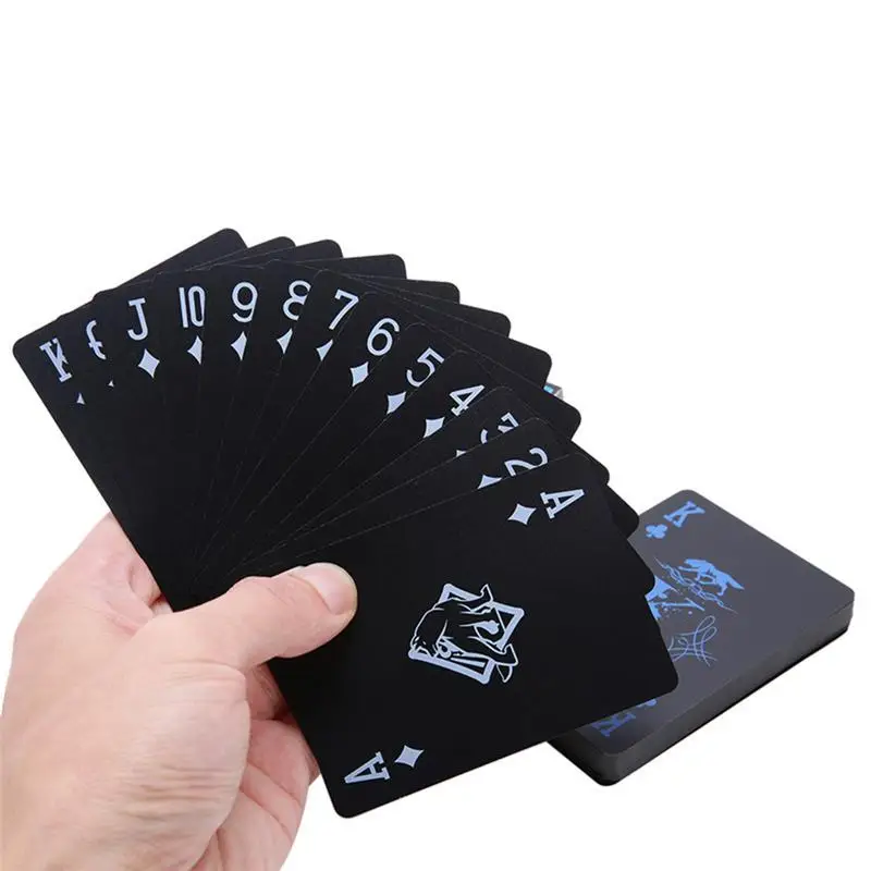 Водонепроницаемый ПВХ пластиковые игральные карты набор тренд 55 шт. колода Игры покер классические фокусы черный волк узор Волшебный покер карты