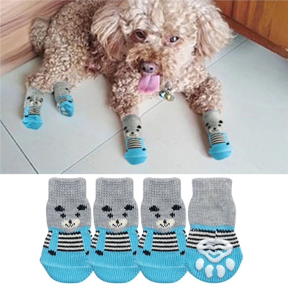 1 pair Creative Cat Coats Pet cat socks Dog Socks Traction Control for Indoor Wear L