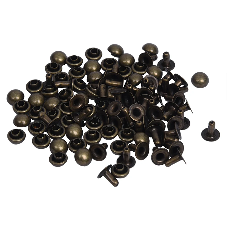 

50 Sets Mushroom Fast Rivets Studs 6 mm Antique Brass Alloy Have application in shoes boots bags leather garments and so on