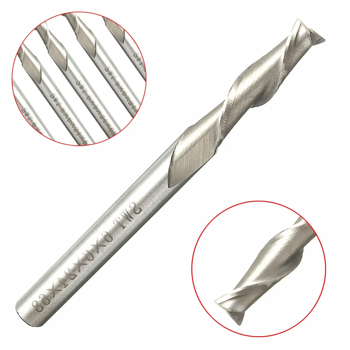 1Pcs Two Flute Spiral Bit 6mm 2 Flute End Mill Cutter Spiral Drill Bit