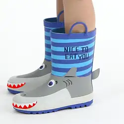 Непромокаемые сапоги; детские резиновые сапоги; непромокаемые сапоги с рисунком акулы; 3D Трехмерная водонепроницаемая обувь в форме