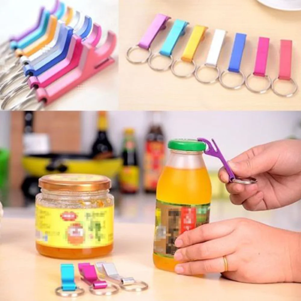 1 PC Portable 4 in 1 Bottle Opener Key Chain Keyrings Creative Metal Beer Opener Key Ring Keychain Women Men Unique Gift Jewelry