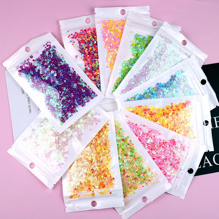 

New 10g Modeling Clay Stuffing Mixed Star Love Sequins Beauty Shell Mud Fill DIY Glitter Slime Fairytale Slime Toys for Kids E