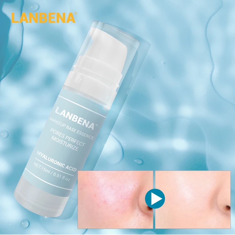 

LANBENA Hyaluronic Acid Makeup Base Essence Makeup Primer Face Serum Shrink Pores Moisturizing Oil-Control Waterproof Brighten