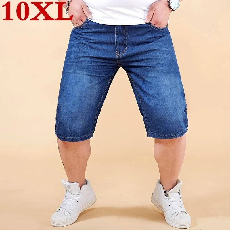 10xl Plus Size Men's Denim Shorts Good Quality Short Jeans Men Cotton Solid Straight Short Jeans
