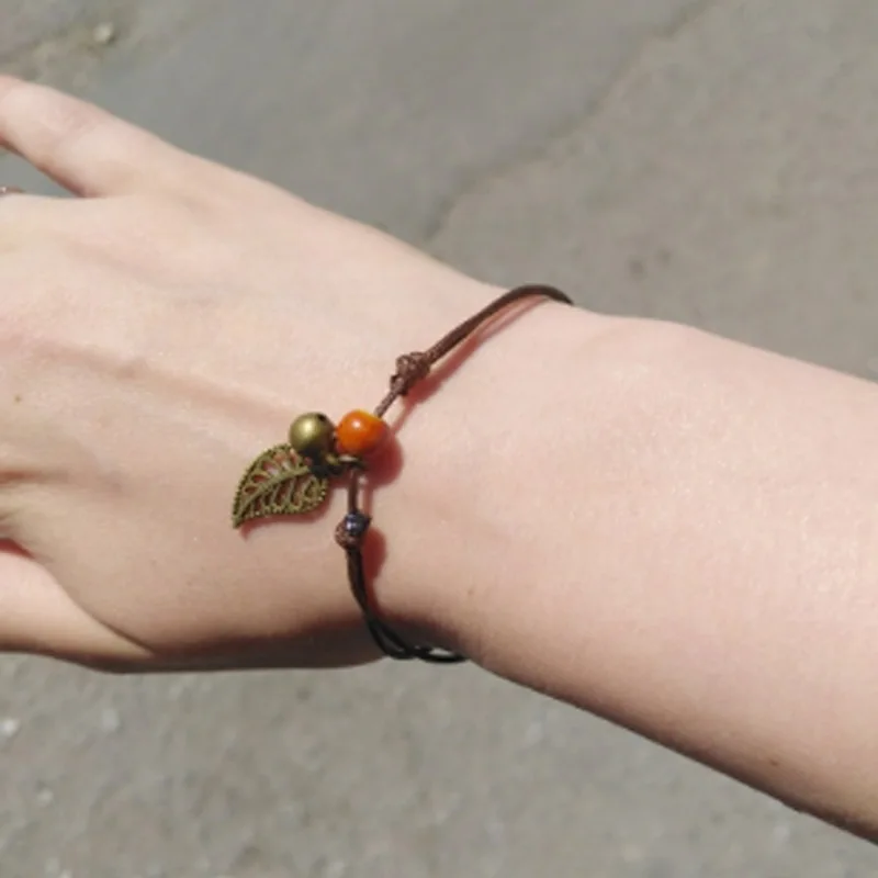 

2019 Fashion Bohemian Retro Bracelet Rope Chain Bohemian Decorative Couple Anklet Pendant Ceramic Beads Handmade Bracelet Gift