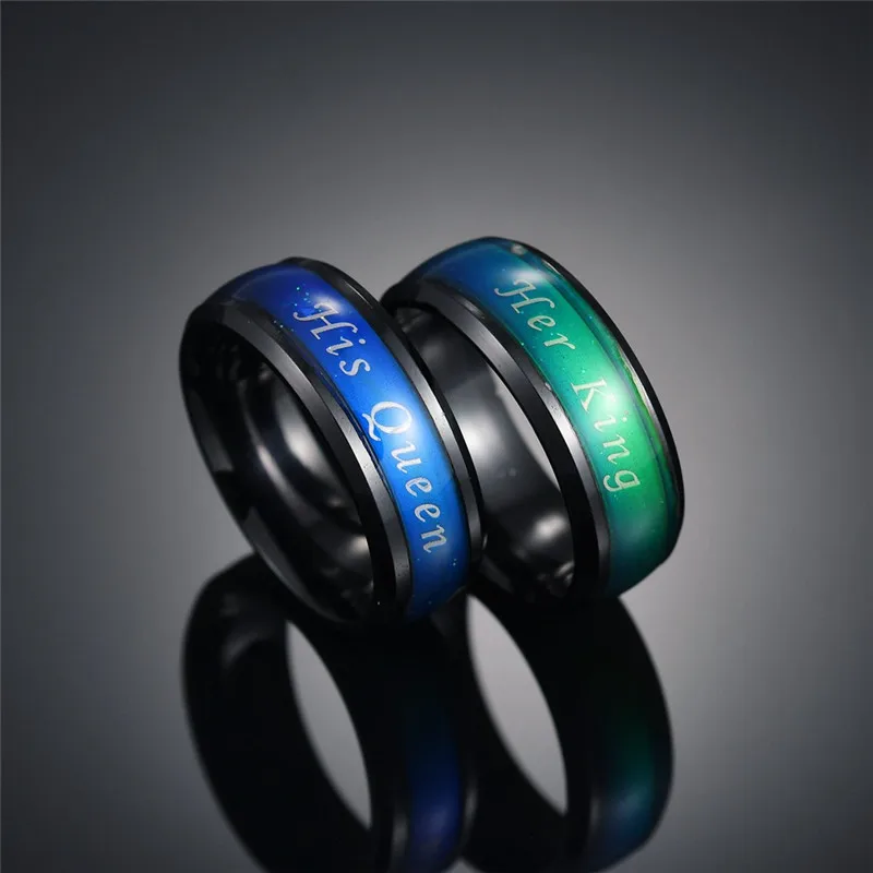 cheap RONGQING 12pcs pack wholesale Fashion Jewelry Stainless Steel Letter Rings for women man his queen her king