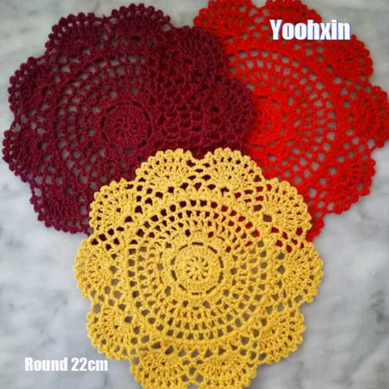 

Modern Round 22cm Lace Cotton Table Mat Crochet Coffee Placemat Pad Christmas Easter Coaster Cup Mug Tea Dish Doily Kitchen