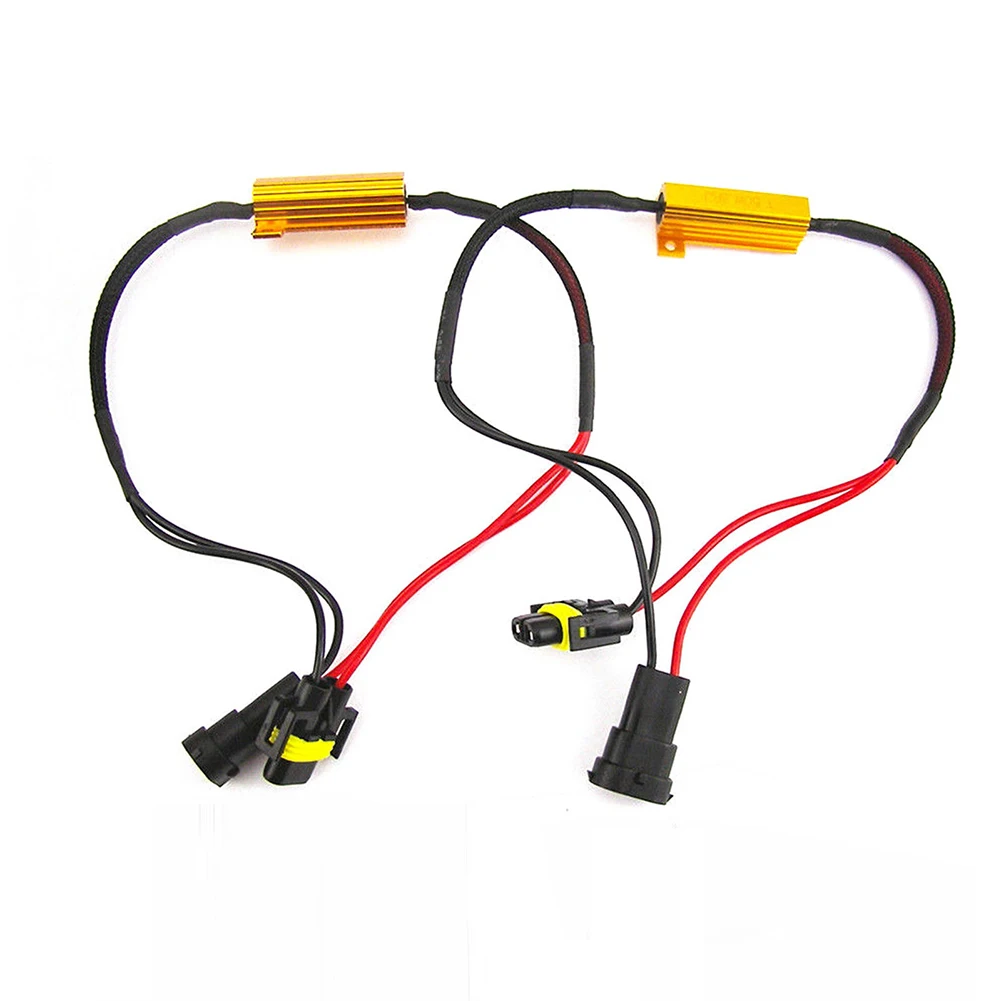 

H8 H9 50W 6Ohm Error Free LED Light Load Resistor Adapter Fix Flashing for Headlight Fog Light LED License Plate Light