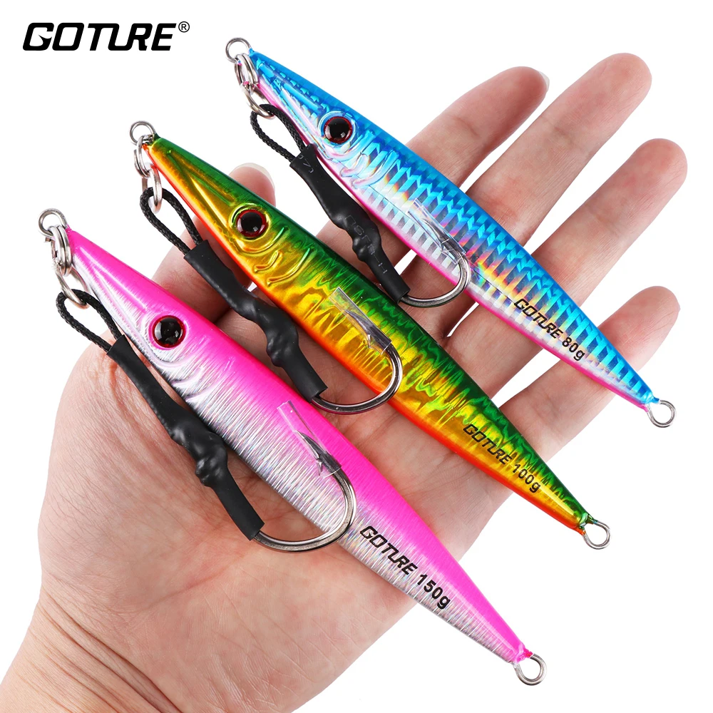 Goture ملعقة معدنية الصيد إغراء Wobblers العمودي الرصاص الطعم 80g/100g/150g مع مساعدة هوك ل البحر كبيرة لعبة إغراء الصيد Goture ملعقة معدنية الصيد إغراء Wobblers العمودي الرصاص الطعم 80g/100g/150g مع مساعدة هوك ل البحر كبيرة لعبة إغراء الصيد