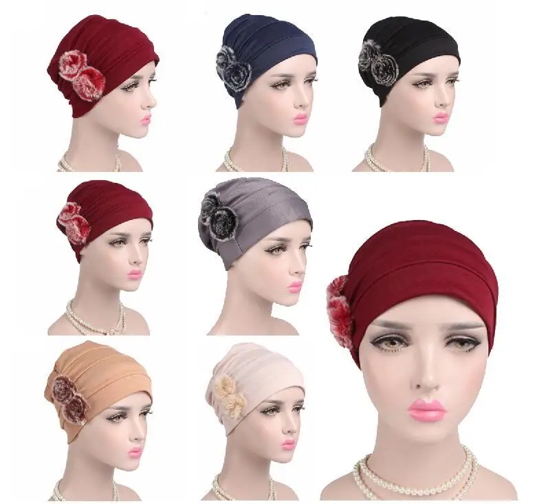Женский мусульманский головной убор, шляпа химиотерапия рак, шапки для выпадения волос, исламский тюрбан, головной шарф, шапочки, Рамадан, однотонная шапка, модная