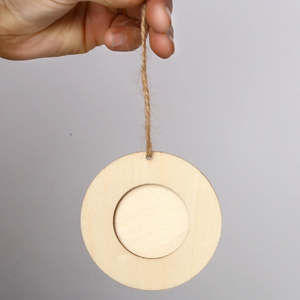 С подвесным плетение из веревок Подарочный держатель для фотографий круглая фоторамка мини деревянная ручная работа 10 шт. DIY