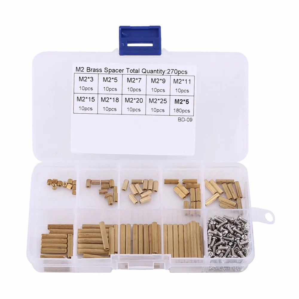 270pcs/Set M2 Brass Female-Female Standoff and Screws PCB Spacer Motherboard Assortment Kit Hardware Accessories | Обустройство дома