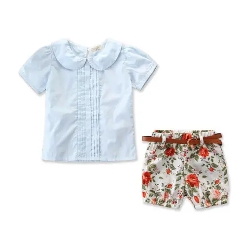 

Summer 3PCS Kids Girls Short Tops Shirt Shorts Clothes Outfits Hot