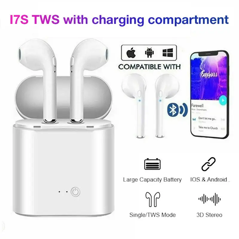 

i7S TWS Bluetooth Earphone Earbuds with Charging Case True Stereo Wireless Bluetooth Headset Earphone Earbud Air pods