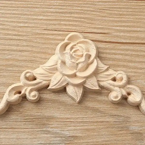 2 uds 5cm Floral madera tallada calcoman/ía apliques de esquina marco muebles de pared tallado en madera figuras de madera decorativas artesan/ías decoraci/ón del hogar