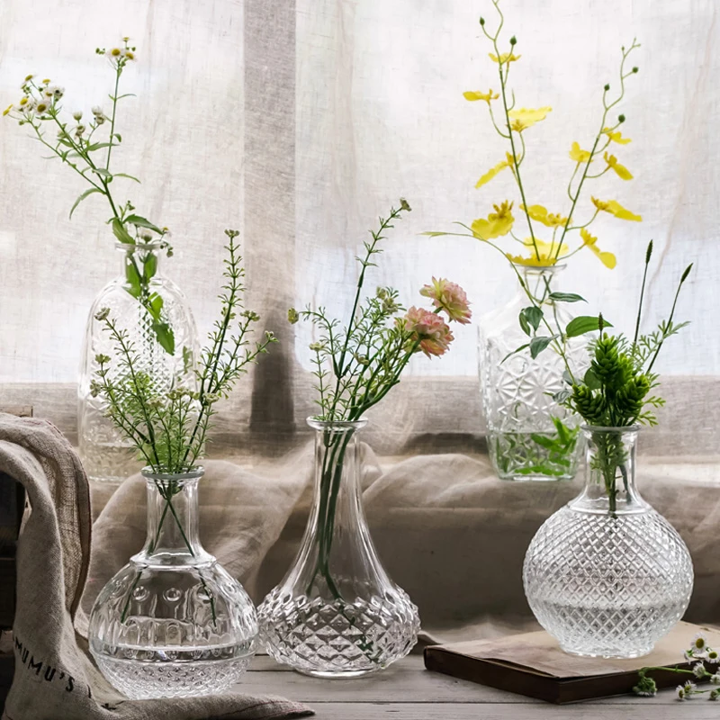 Retrotransparent Glass Flower Vase Small Mouth Vase Terrarium