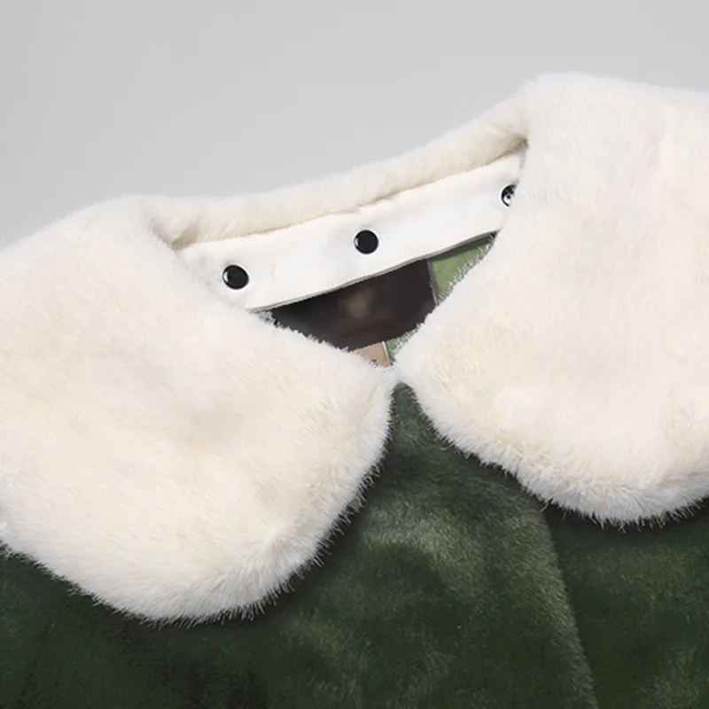 Femme 2019 Long Fourrure Couvert eam Ourlet Vert Amovible Queue Printemps Hiver Le754 Poisson De Blanc Longue Flare Manches Green Couleur Manteau Bouton dtYYfq