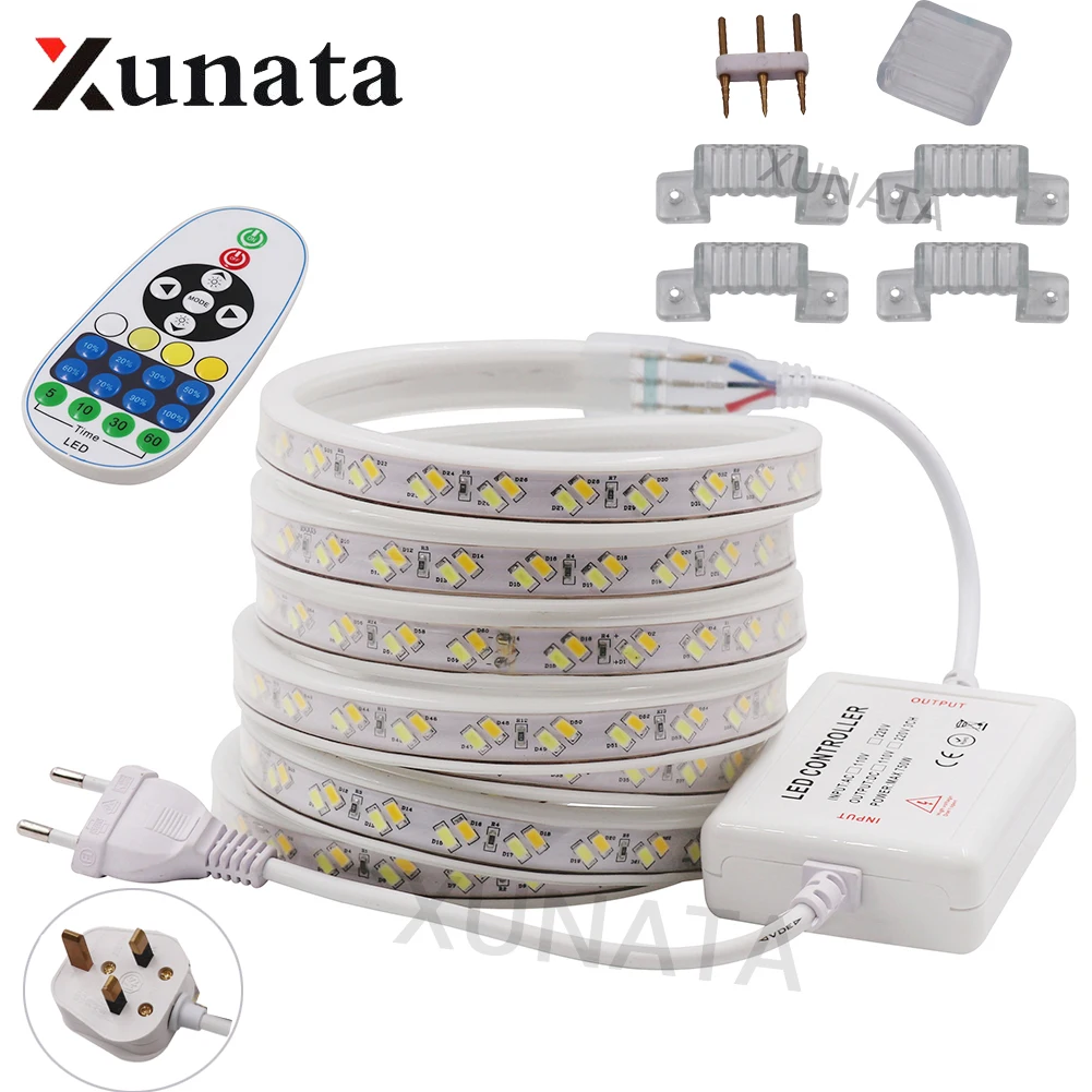 buy 5630 LED Strip 220V Waterproof Double Row CCT White+Warm White 120LEDs m Ribbon Tape Flexible LED Light For Home Decration