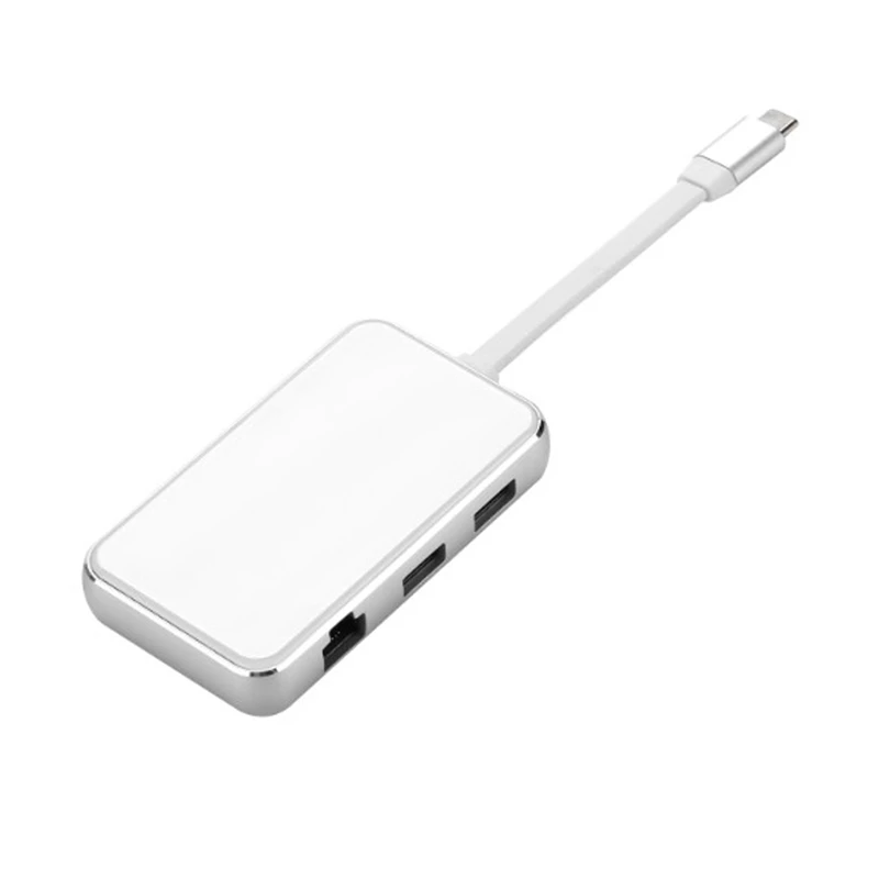 

USB-C USB 3.1 Type C to HDMI and VGA and USB HUB OTG & Ethnernet and Charge Dock Adapter for New Macbook and Chromebook and XP