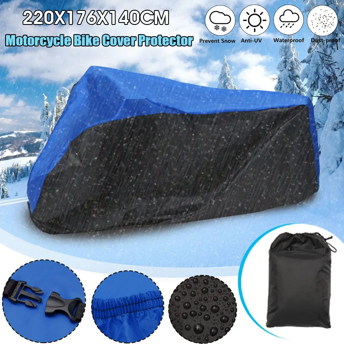 190 T impermeable al aire libre motocicleta cubierta lluvia bicicleta transpirable grande 245x105x125 cm cubiertas de la motocicleta lluvia nieve polvo UV