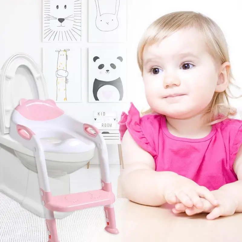 

Folding Baby Potty Infant Kids Toilet Training Seat with Adjustable Ladder