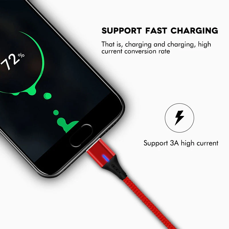 المصغّر USB كابل مغناطيسي المغناطيس سريعة تهمة 3A USB نوع C الكابلات 1 m ل فون سامسونج هواوي Xiaomi شاحن هاتف محمول يعمل بنظام تشغيل أندرويد