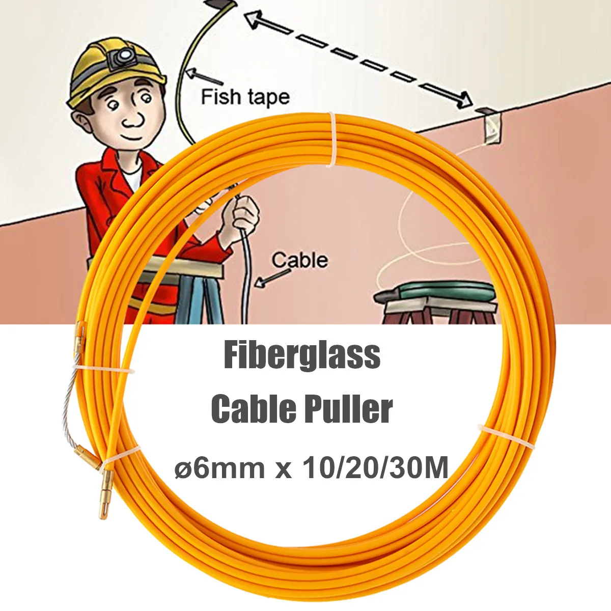 6 мм направляющее устройство из стекловолокна Электрический кабель Push Pullers катушка воздуховод змея роддер Рыбная лента инструмент для наре... 6 мм направляющее устройство из стекловолокна Электрический кабель Push Pullers катушка воздуховод змея роддер Рыбная лента инструмент для наре...