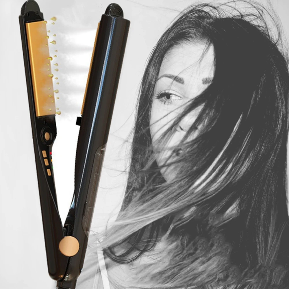 

Steam Function Flat Iron Tourmaline Ceramic Vapor Professional Hair Straightener with Argan Oil Infusion Straightening Irons