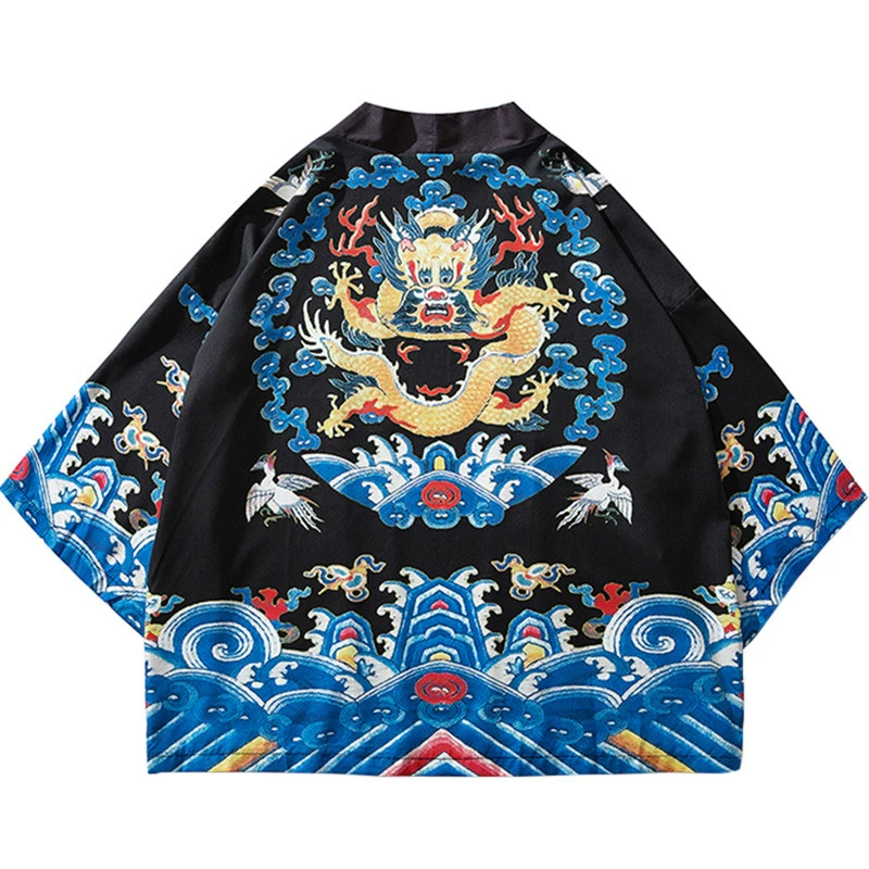 Harajuku Kimono Jacket Japanese Hip Hop Men Streetwear Jacket Ancient Chinese Robe Dragon Summer Thin Retro Style Tops DQ002 Harajuku Kimono Jacket Japanese Hip Hop Men Streetwear Jacket Ancient Chinese Robe Dragon Summer Thin Retro Style Tops DQ002