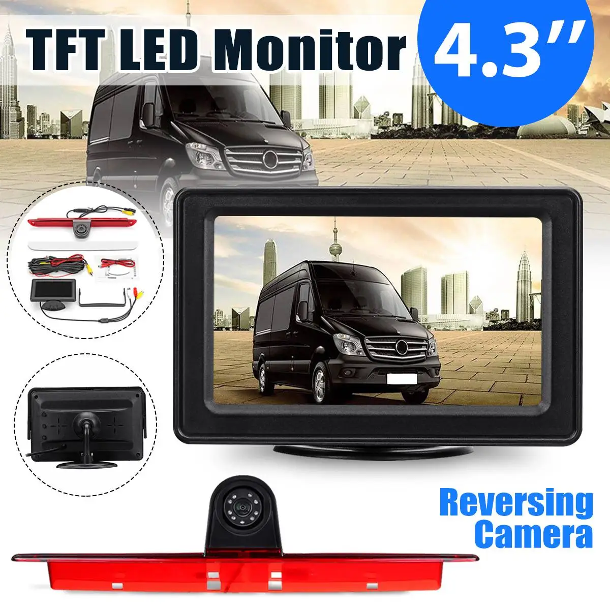 

4.3" TFT LED Monitor + Reversing Backup Rear View Camera For Mercedes-Benz for Sprinter for VW for Crafter 2006-2017