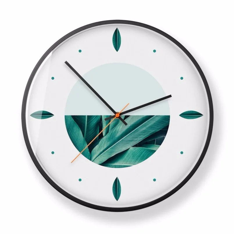 

New 3D Wall Clock INS Pink Nordic Minimalist Clock Large Size Green Plant Rose Silent Movement Wall Clock Modern Design For Home