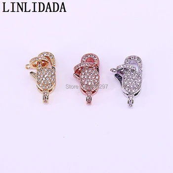 

New 8Pcs Brass Cubic Zirconia Lobster Clasps Hooks for Diy Jewelry Findings Accessories, Mixed Color