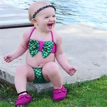 Малыша малышка Русалочка набор бикини c бантом купальник купальники