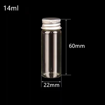 

50pcs/lot 22*60mm 14ml Glass Bottles Crafts Bottles Aluminum Screw Caps Empty Wishing Bottles Jars Container Wedding Home Decor