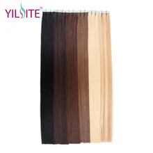 Yilite Европейский натуральный прямой 2" не Реми наращивание волос, средний коричневый цвет лента в пряди человеческих волос для наращивания#6 20 шт