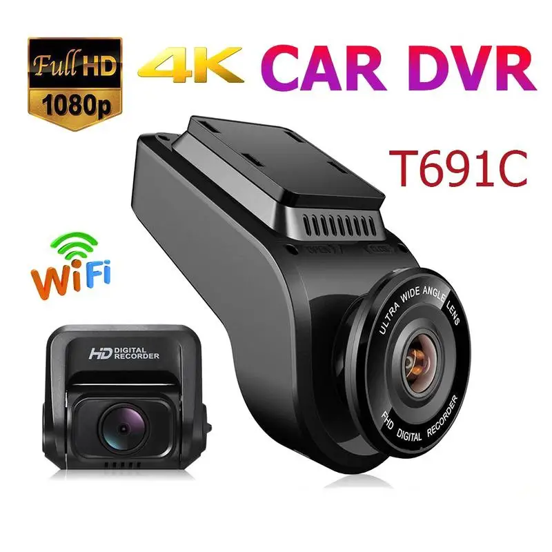

New Style FHD 2160P 170 Degree Car DVR Dual Lens Dash Cam Vehicle 4K GPS WiFi Video Recorder Built-in Microphone