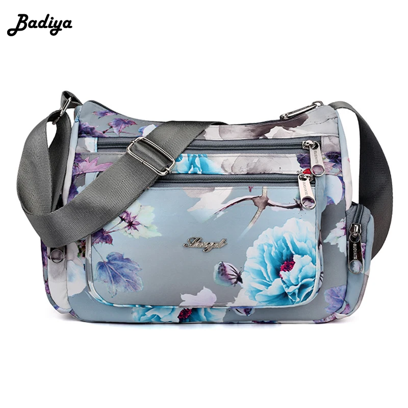 زهرة طباعة حقيبة ساع يد للماء النايلون Crossbody حقائب للنساء مصمم السيدات حقيبة كتف حقائب Carteira